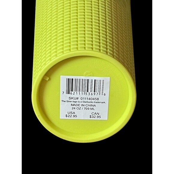 Starbucks Meadow Yellow 24oz Tumbler Cold Cup Grid Soft Touch Venti Siren New - Picture 5 of 8
